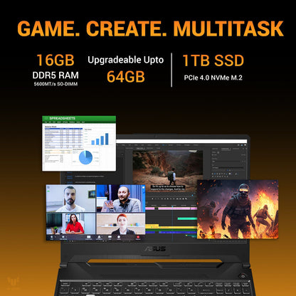 ASUS TUF A16 FA607NUG-RL189WS AMD Ryzen 7 Gaming Laptop (16GB, 1TB SSD, Windows 11 Home, 6GB Graphics, 16 inch 144 Hz WUXGA Display, NVIDIA GeForce RTX 4050, MS Office Home 2024, Mecha Gray, 4.48 KG)