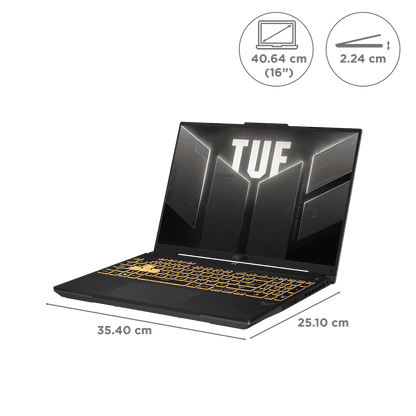 ASUS TUF A16 FA607NUG-RL189WS AMD Ryzen 7 Gaming Laptop (16GB, 1TB SSD, Windows 11 Home, 6GB Graphics, 16 inch 144 Hz WUXGA Display, NVIDIA GeForce RTX 4050, MS Office Home 2024, Mecha Gray, 4.48 KG)
