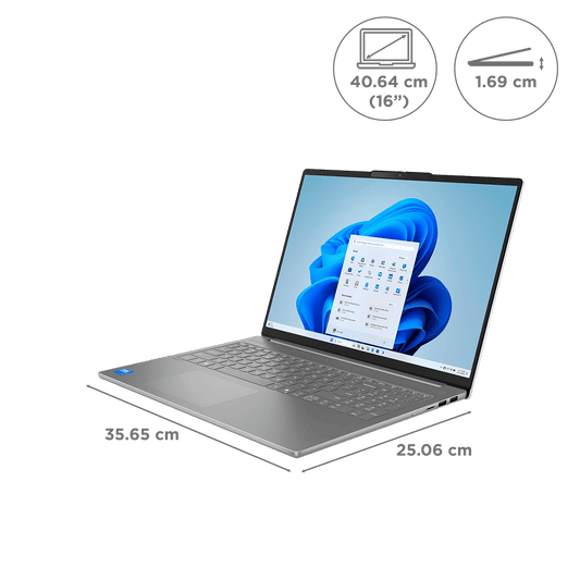 Lenovo IdeaPad Slim 5 16IRH10R Intel Core 5 Thin & Light Laptop (16GB, 512GB SSD, Windows 11 Home, 16 inch WUXGA IPS Display, MS Office Home 2024, Luna Grey, 1.85 KG)