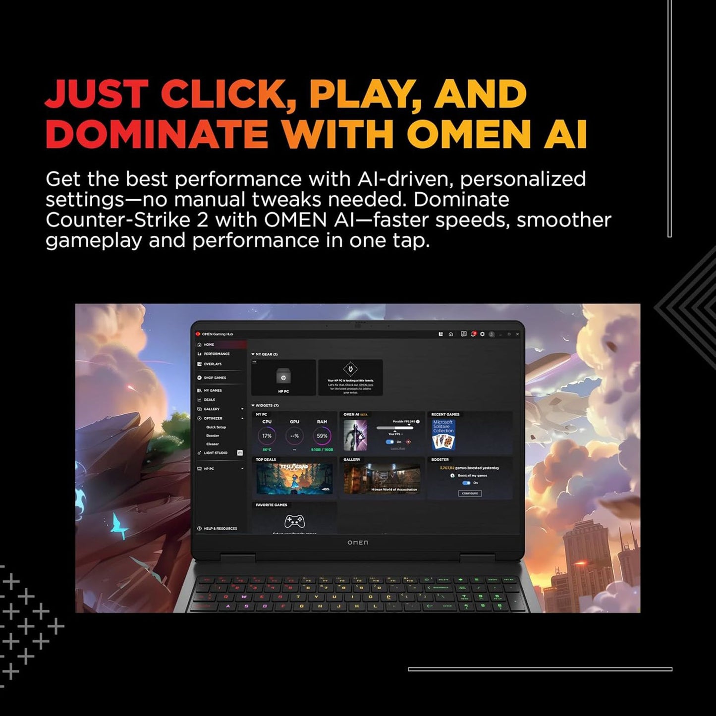 HP OMEN 16-am0241TX Intel Core i7 14th Gen Gaming Laptop (24GB, 1TB SSD, Windows 11 Home, 8GB Graphics, 16 inch 165 Hz 2K IPS Display, NVIDIA GeForce RTX 5050, MS Office Home 2024, Shadow Black, 2.43 KG)
