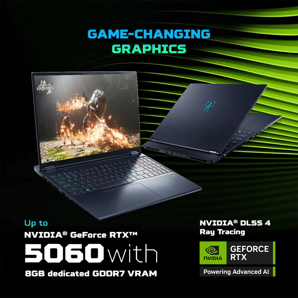 Acer Predator Helios Neo 16S PHN16S-71 Intel Core Ultra 7 Gaming Laptop (16GB, 1TB SSD, Windows 11 Home, 8GB Graphics, 16 inch 240 Hz OLED Display, NVIDIA GeForce RTX 5060, Abyssal Black, 2.3 KG)
