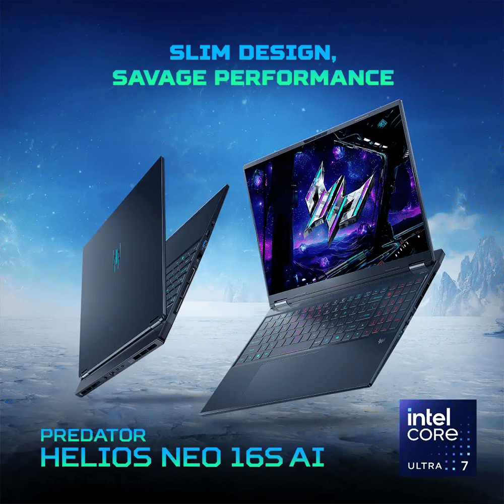 Acer Predator Helios Neo 16S PHN16S-71 Intel Core Ultra 7 Gaming Laptop (16GB, 1TB SSD, Windows 11 Home, 8GB Graphics, 16 inch 240 Hz OLED Display, NVIDIA GeForce RTX 5060, Abyssal Black, 2.3 KG)