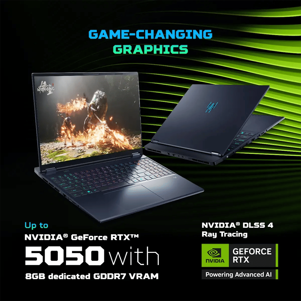 Acer Predator Helios Neo 16S PHN16S-71 Intel Core Ultra 7 Gaming Laptop (16GB, 1TB SSD, Windows 11 Home, 8GB Graphics, 16 inch 240 Hz OLED Display, NVIDIA GeForce RTX 5050, Abyssal Black, 2.3 KG)