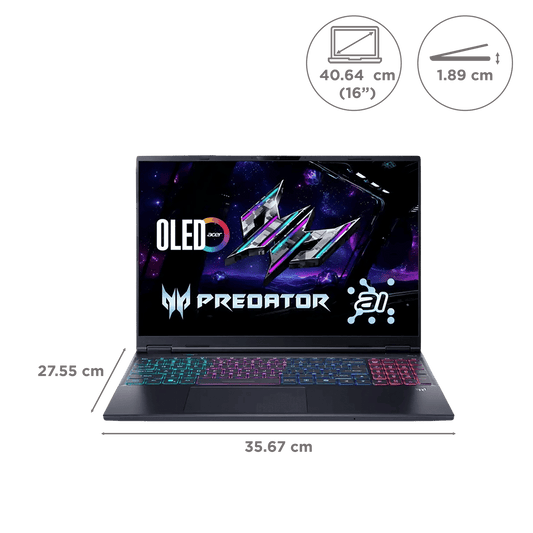 Acer Predator Helios Neo 16S PHN16S-71 Intel Core Ultra 7 Gaming Laptop (16GB, 1TB SSD, Windows 11 Home, 8GB Graphics, 16 inch 240 Hz OLED Display, NVIDIA GeForce RTX 5050, Abyssal Black, 2.3 KG)