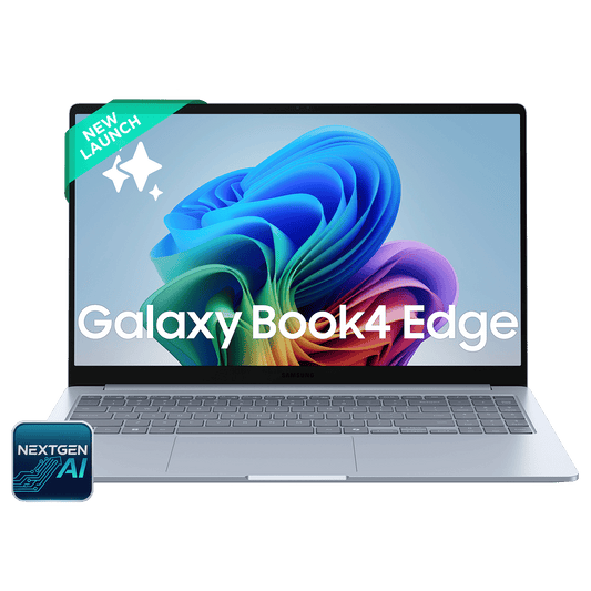 SAMSUNG Galaxy Book4 Edge Qualcomm Snapdragon X Thin & Light Laptop (16GB, 512GB eUFS, Windows 11 Home, 15.59 inch Full HD IPS Display, MS Office Home & Student 2024, Sapphire Blue, 1.5 KG)