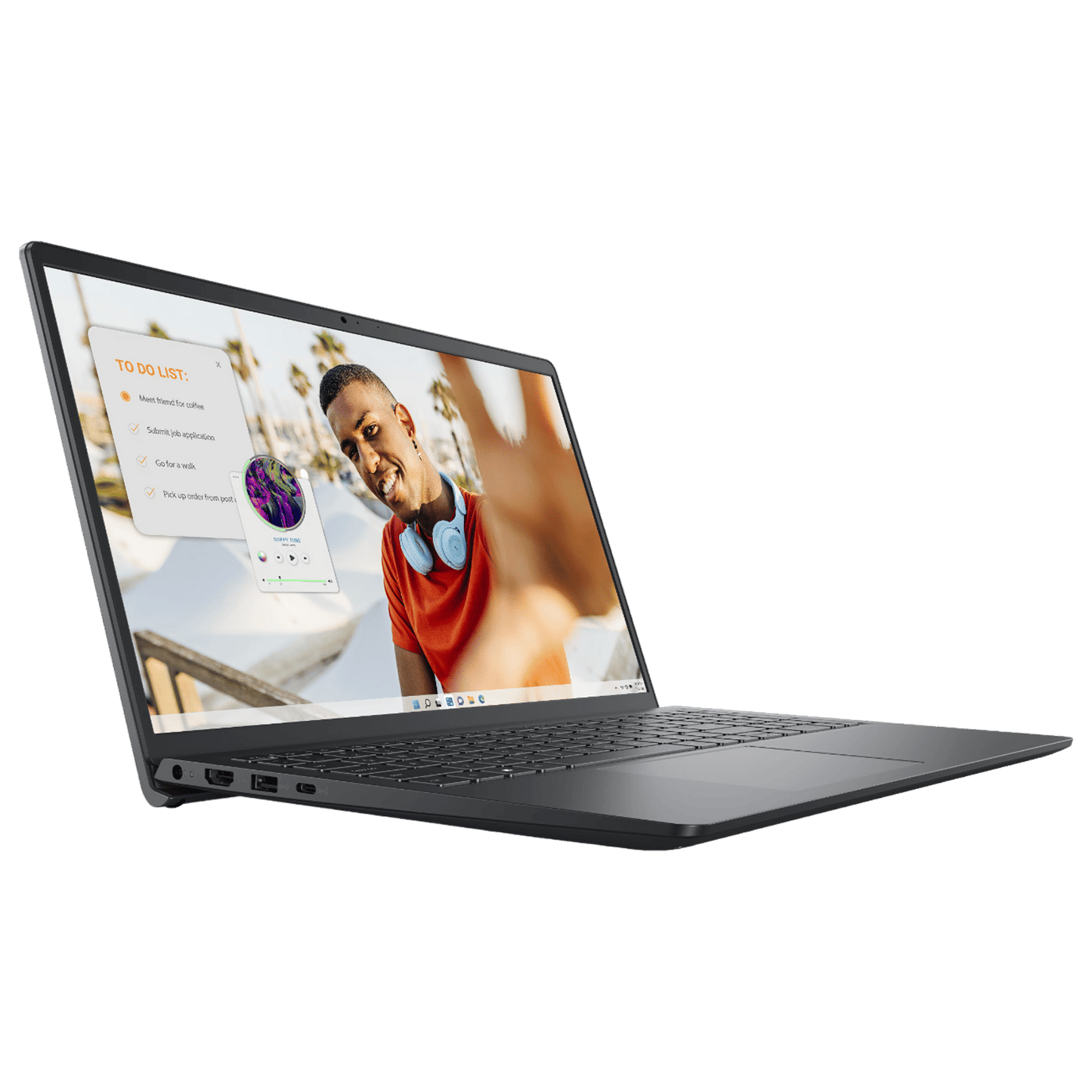 DELL DC15255 AMD Ryzen 5 Thin & Light Laptop (8GB, 512GB SSD, Windows 11, 15.6 inch Full HD Display, MS Office Home 2024, Carbon Black, 1.66 KG)