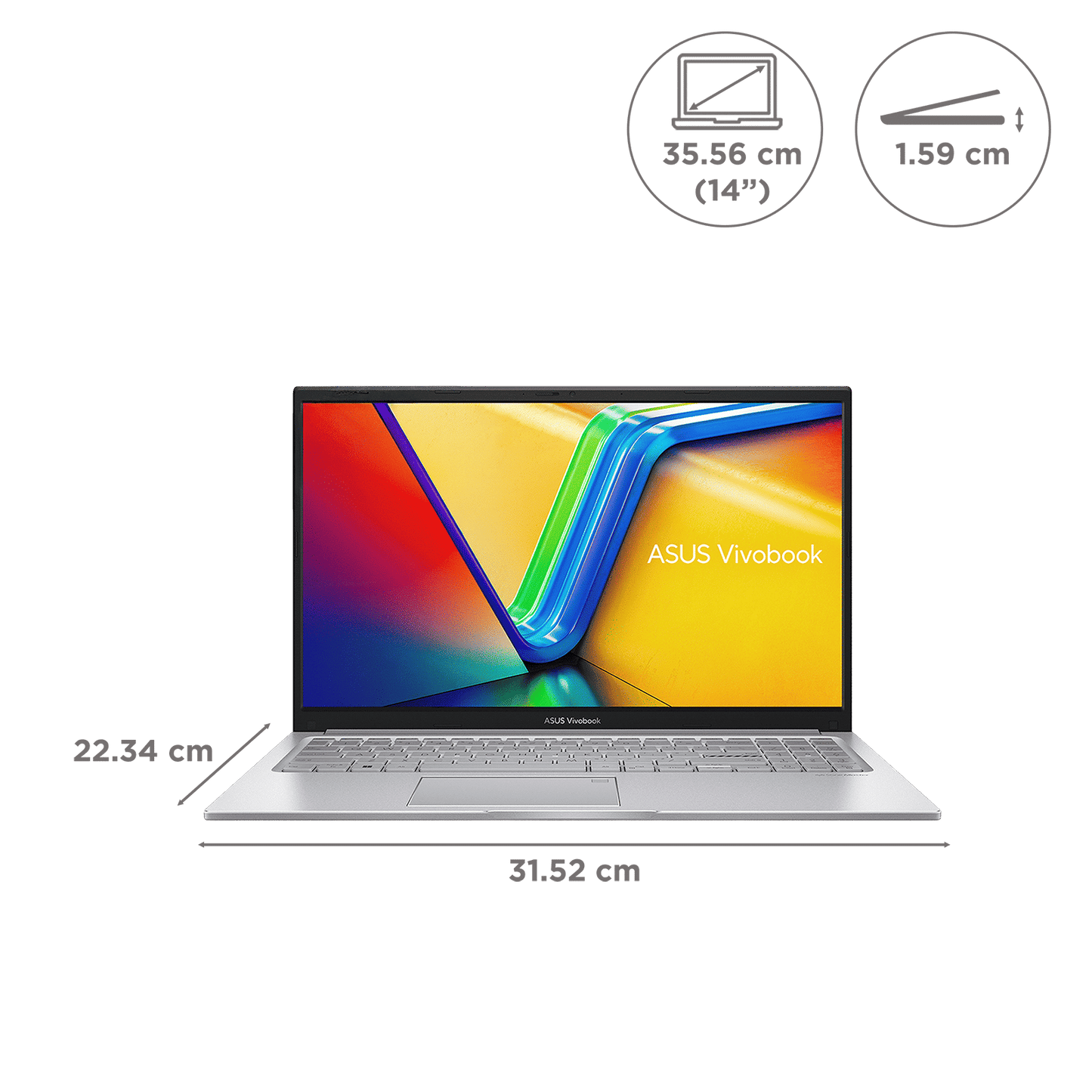 ASUS Vivobook S14 S3407QA-KP020WS Snapdragon X Thin & Light Laptop (16GB, 512GB SSD, Windows 11 Home, 14 inch 2.5K WQXGA IPS Display, MS Office Home 2024, Cool Silver, 1.35 KG)