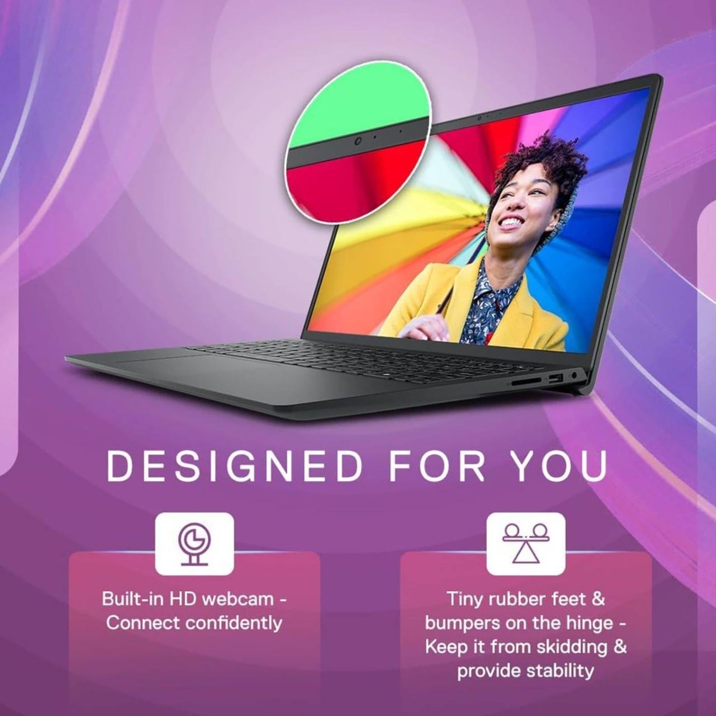 DELL DC15255 AMD Ryzen 3 Thin & Light Laptop (8GB, 512GB SSD, Windows 11, 15.6 inch Full HD IPS Display, MS Office Home 2024, Carbon Black, 1.66 KG)