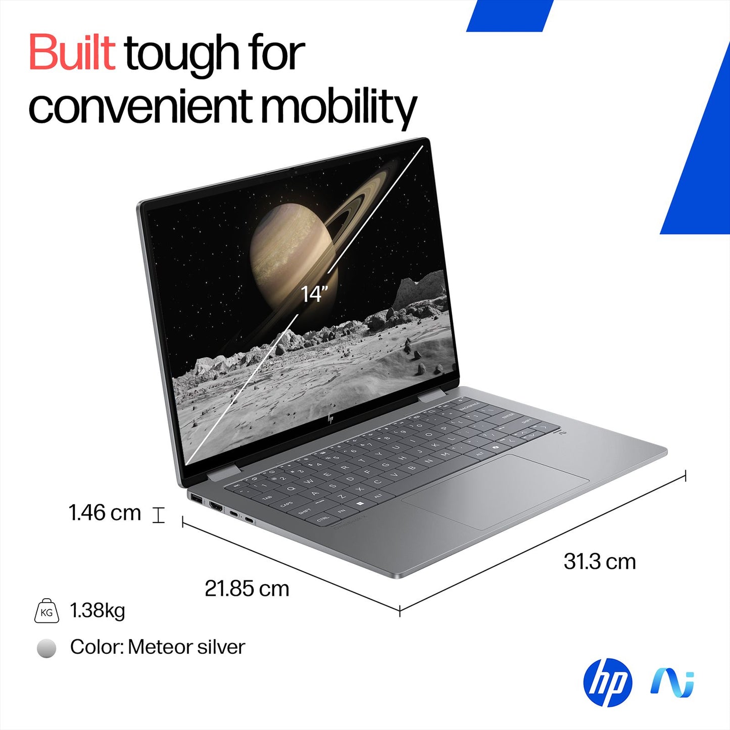 HP OmniBook X Flip 14-fm0099TU Intel Core Ultra 5 Touchscreen 2-in-1 Laptop (16GB, 1TB SSD, Windows 11 Home, 14 inch OLED Display, Meteor Silver, 1.38 KG)