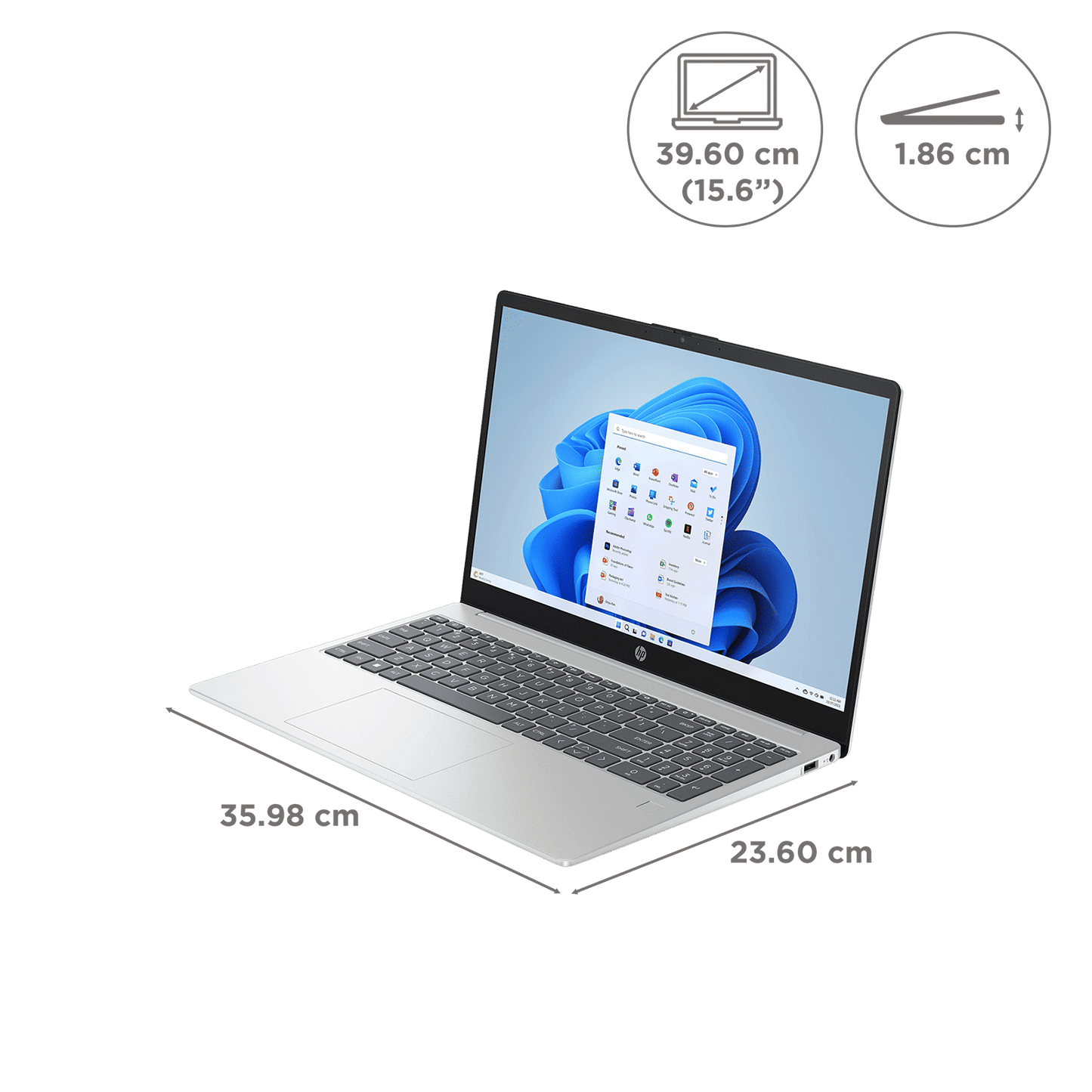 HP 15-HR0009TU Intel Core 5 120U 13th Gen Laptop (16GB, 512GB SSD, Windows 11 Home, 15.6 inch Full HD Display, MS Office Home 2024, Natural Silver, 1.59 KG)