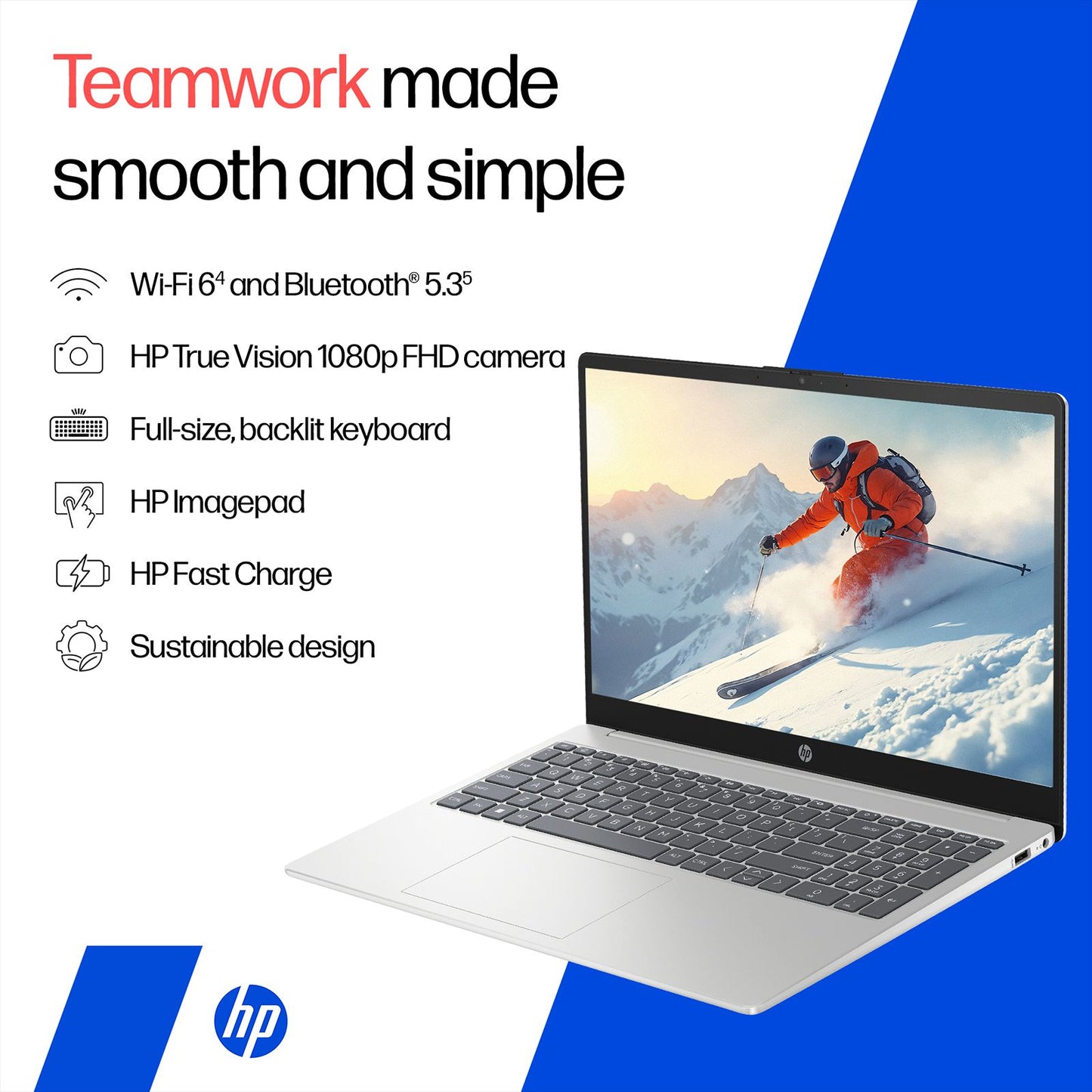 HP 15-FD0651TU Intel Core 5 120U 13th Gen Laptop (8GB, 512GB SSD, Windows 11 Home, 15.6 inch Full HD Display, MS Office Home 2024, Natural Silver, 1.59 KG)