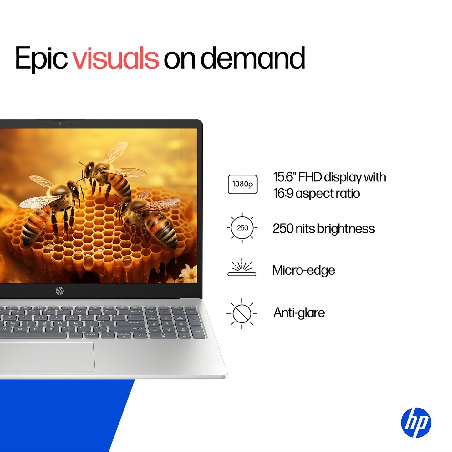 HP 15-FD0651TU Intel Core 5 120U 13th Gen Laptop (8GB, 512GB SSD, Windows 11 Home, 15.6 inch Full HD Display, MS Office Home 2024, Natural Silver, 1.59 KG)