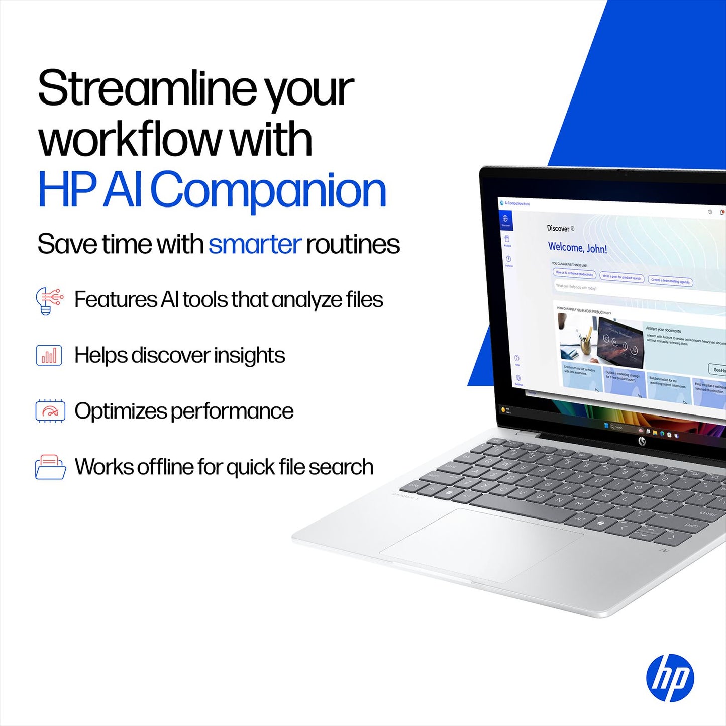 HP OmniBook 5 Qualcomm Snapdragon X Thin & Light Laptop (16GB, 1TB SSD, Windows 11 Home, 16 inch 2K OLED Display, MS Office 2024, Glacier Silver, 1.59 KG)