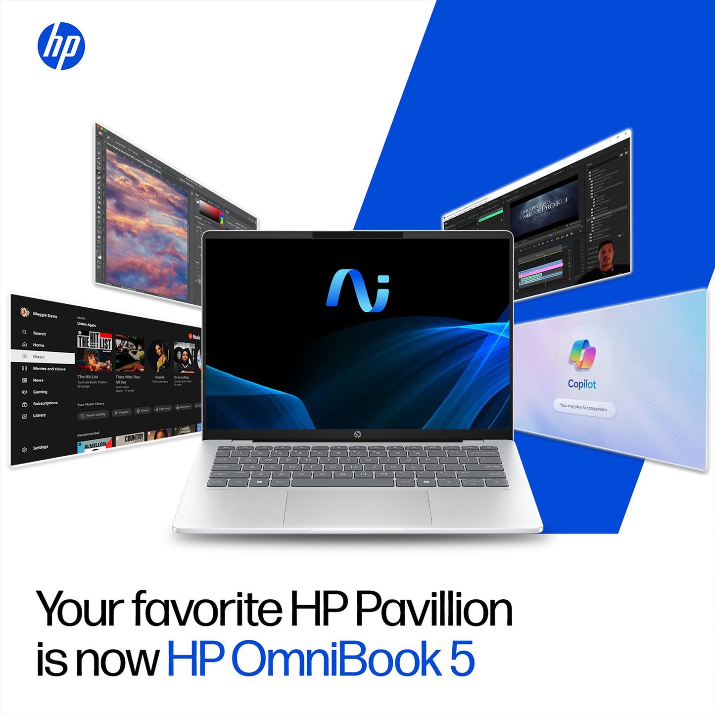 HP OmniBook 5 Qualcomm Snapdragon X Thin & Light Laptop (16GB, 1TB SSD, Windows 11 Home, 16 inch 2K OLED Display, MS Office 2024, Glacier Silver, 1.59 KG)