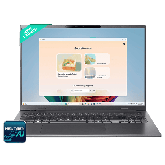 acer A16-11M Qualcomm Snapdragon X Laptop (16GB, 512GB SSD, Windows 11, 16 inch WUXGA Display, MS Office, Steel Grey, 1.7 KG)