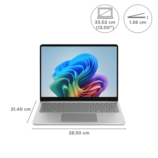 Microsoft Surface Qualcomm Snapdragon X Plus Touchscreen Ultra Thin Laptop (16GB, 512GB SSD, Windows 11 Home, 13 inch PixelSense LCD Display, Platinum, 1.22 KG)
