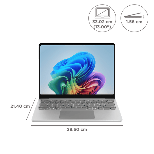 Microsoft Surface Qualcomm Snapdragon X Plus Touchscreen Ultra Thin Laptop (16GB, 256GB SSD, Windows 11 Home, 13 inch PixelSense LCD Display, Platinum, 1.22 KG)