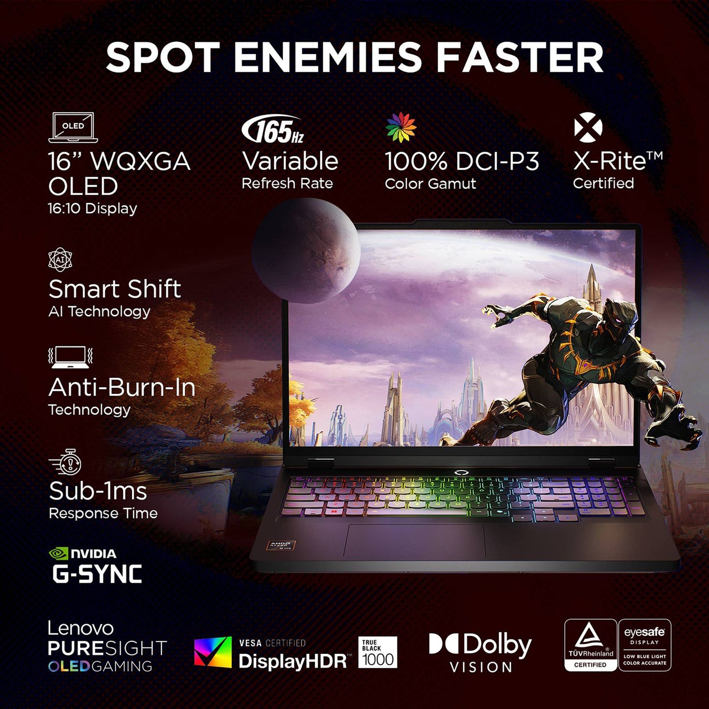 Lenovo Legion Pro 5 16AFR10 AMD Ryzen 9 Gaming Laptop (32GB, 1TB SSD, Windows 11 Home, 8GB Graphics, 16 Inch 165 Hz WQXGA OLED Display, NVIDIA GeForce RTX 5060, MS Office Home 2024, Eclipse Black, 2.3 KG)