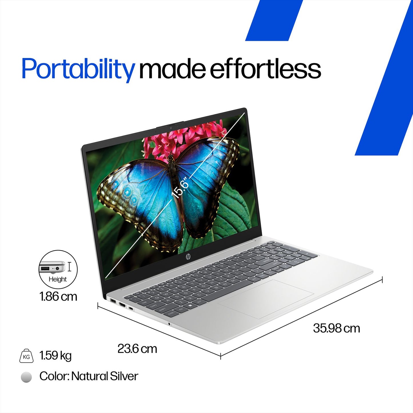 HP 15-fd0886TU Intel Core 3 100U Laptop (24GB RAM, 512GB SSD ROM, Windows 11 Home, 15.6 inch Full HD Display, Natural Silver, 1.59 KG)