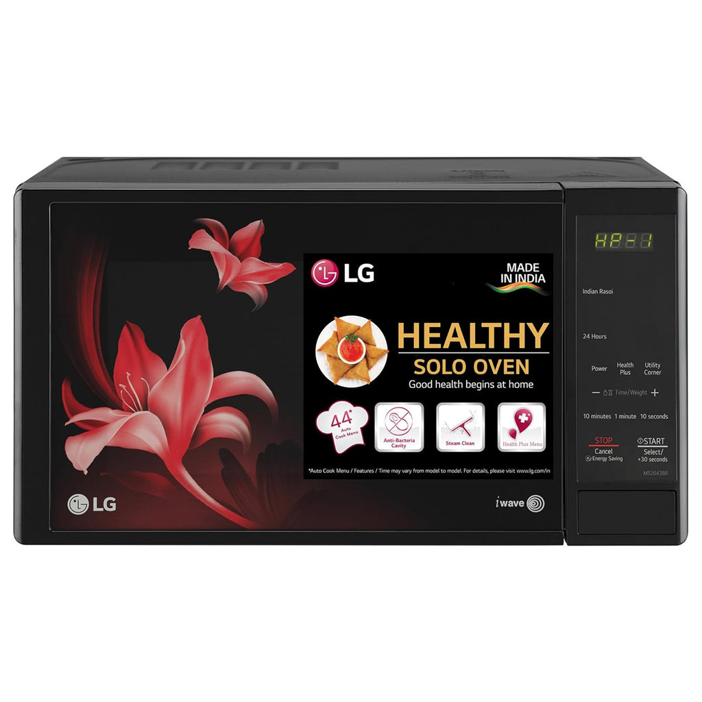 LG MS2043BR 20 L Solo Microwave Oven (Black) – i-Wave Technology, Anti-Bacterial Cavity, Steam Clean, 44 Auto Cook Menus, Energy Saving