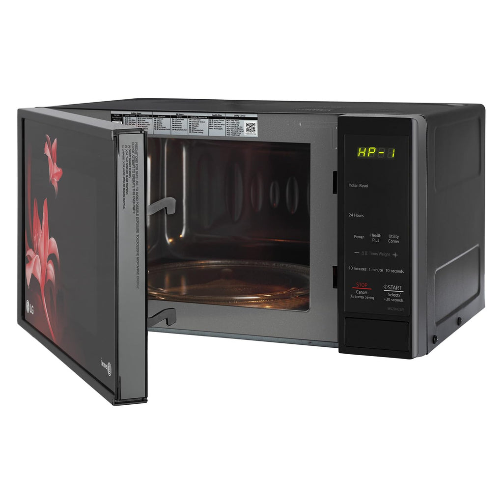 LG MS2043BR 20 L Solo Microwave Oven (Black) – i-Wave Technology, Anti-Bacterial Cavity, Steam Clean, 44 Auto Cook Menus, Energy Saving