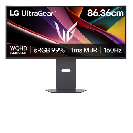 LG UltraGear™ 86.36 cm (34) 160Hz WQHD Curved Gaming Monitor | 160Hz, AMD FreeSync™ Premium — 34G600A-B — product view