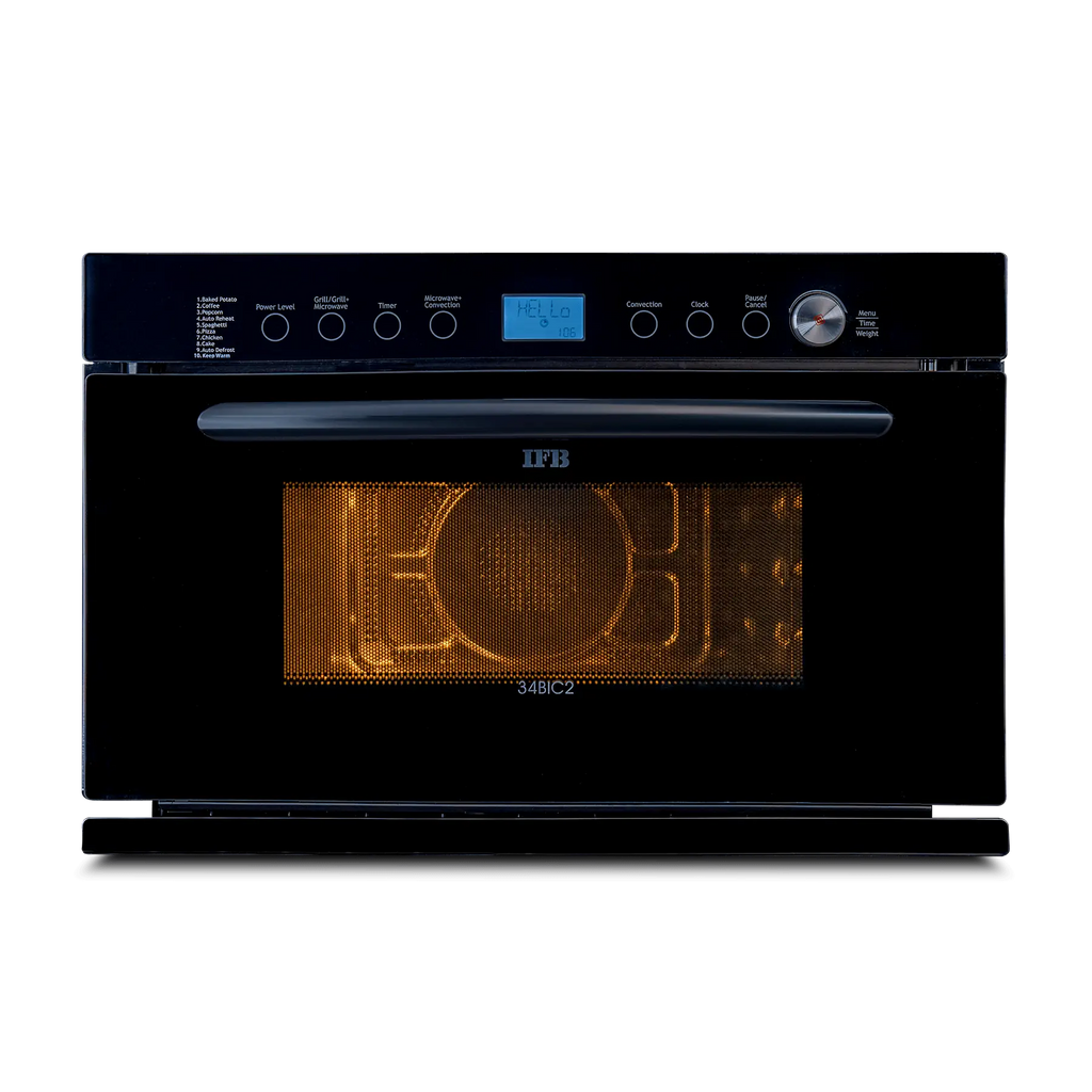IFB 34BIC2 34 L Built-in Convection Microwave Oven | Auto Cook Menus, Multi-Stage Cooking, Auto Defrost & Reheat | Oil-Free Healthy Cooking | Black | 1 Year Product Warranty + 3 Years on Magnetron & Cavity
