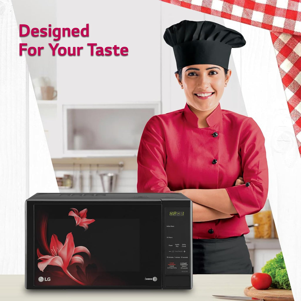 LG MS2043BR 20 L Solo Microwave Oven (Black) – i-Wave Technology, Anti-Bacterial Cavity, Steam Clean, 44 Auto Cook Menus, Energy Saving