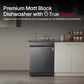 LG DFB424FM 14 Place Setting Dishwasher | TrueSteam, QuadWash, EasyRack Plus, Wi-Fi Enabled, Matte Black, Inverter Direct Drive Motor | Freestanding Dishwasher for Indian Kitchens