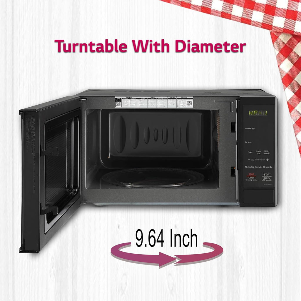 LG MS2043BR 20 L Solo Microwave Oven (Black) – i-Wave Technology, Anti-Bacterial Cavity, Steam Clean, 44 Auto Cook Menus, Energy Saving