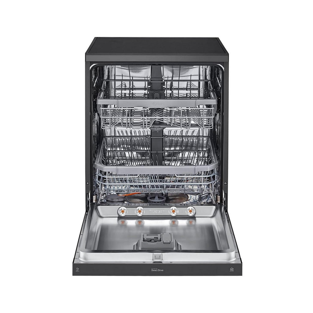 LG DFB424FM 14 Place Setting Dishwasher | TrueSteam, QuadWash, EasyRack Plus, Wi-Fi Enabled, Matte Black, Inverter Direct Drive Motor | Freestanding Dishwasher for Indian Kitchens