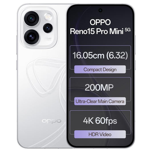 Oppo Reno15Pro Mini 5G 512 GB, 12 GB RAM, Glacier White, Mobile Phone