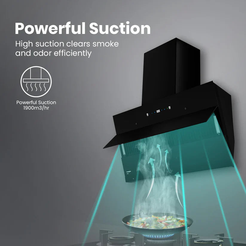 Crompton CHD-ELI60FLE-IND 60cm Auto-Clean Chimney Eliteo Inclined | 1900 m³/hr | Gesture Control | Suraj Electronics