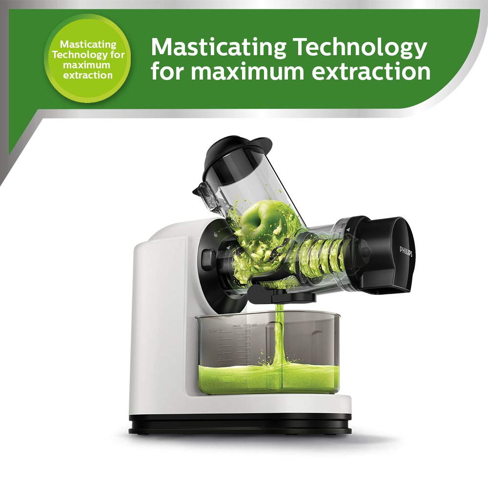 Philips HR1887/81 XL Viva Collection Masticating Juicer | Cold Press Slow Juicer | 70mm Wide Feeding Tube | QuickClean | 150W | 2-Year Warranty