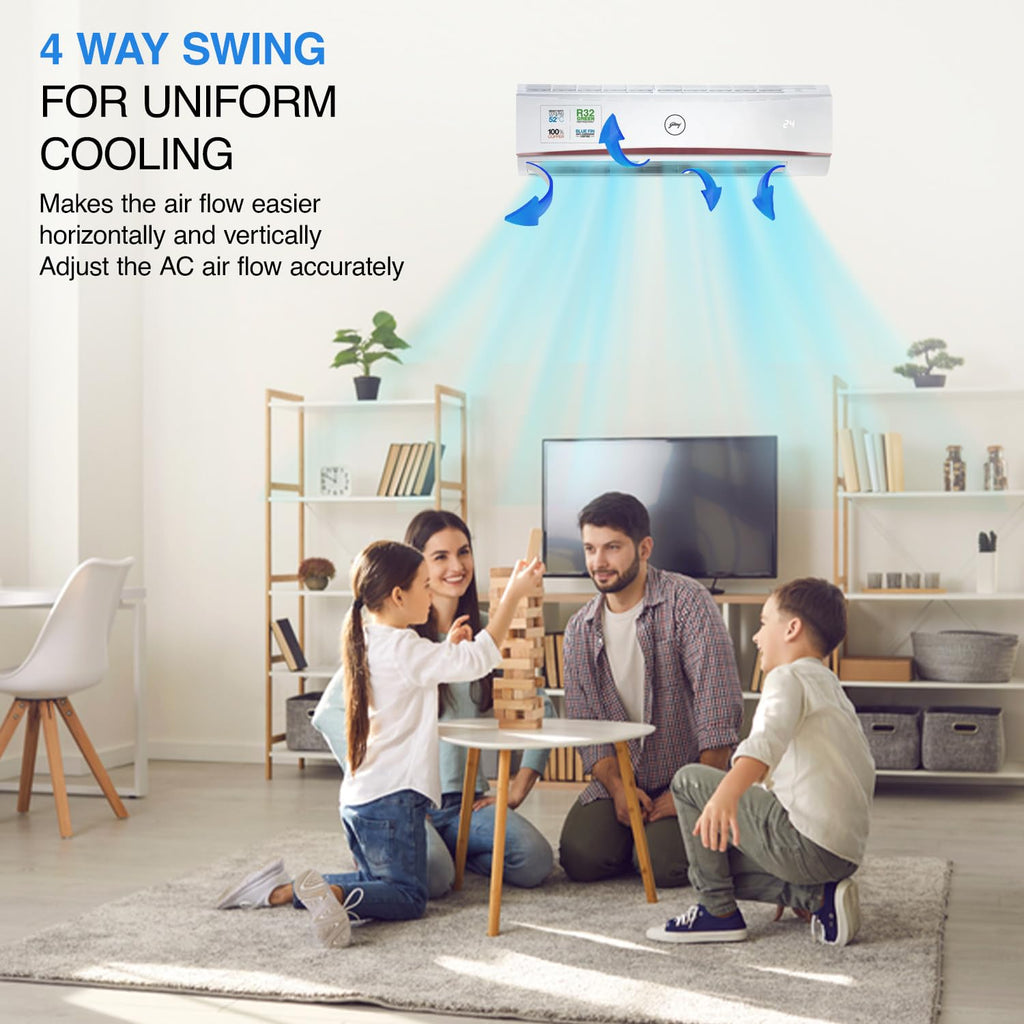 Godrej SFC 24LTC3-WWR 2 Ton 3 Star Split AC | 100% Copper | 4-Way Swing | Anti-Dust Filter | Heavy Duty Cooling | White