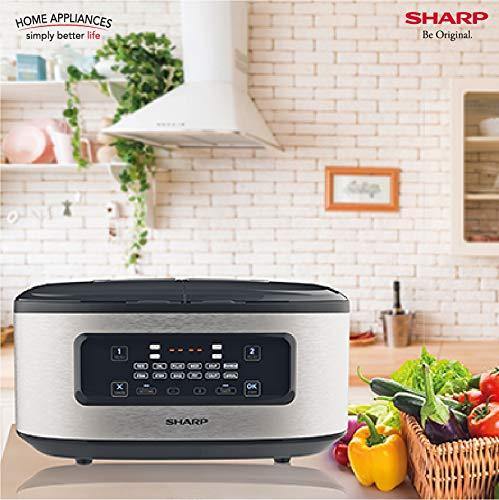 Sharp KN-TC50VI-SL Twin Cooker | 1st Dual Pot Multi Cooker | Smart Temperature Control | 12 Auto Cooking Modes | Silver