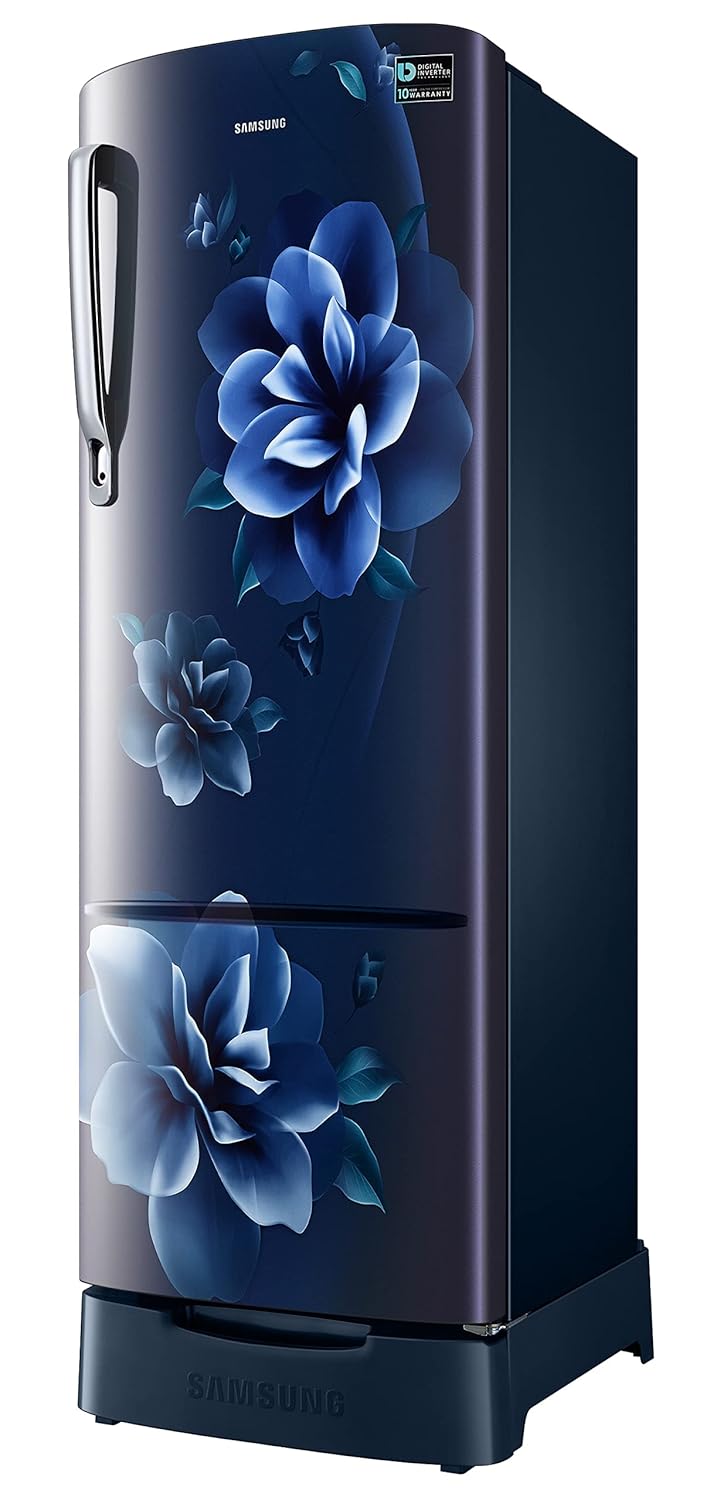 Samsung RR26C3893CU/HL 246L 3 Star Inverter Direct-Cool Single Door Refrigerator Appliance (Camellia Blue) Base Stand Drawer