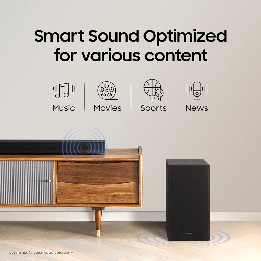 Samsung HW-T42E/XL 150W 2.1 Channel Bluetooth Soundbar with Dolby Digital, Built-in Woofer & Game Mode – Black