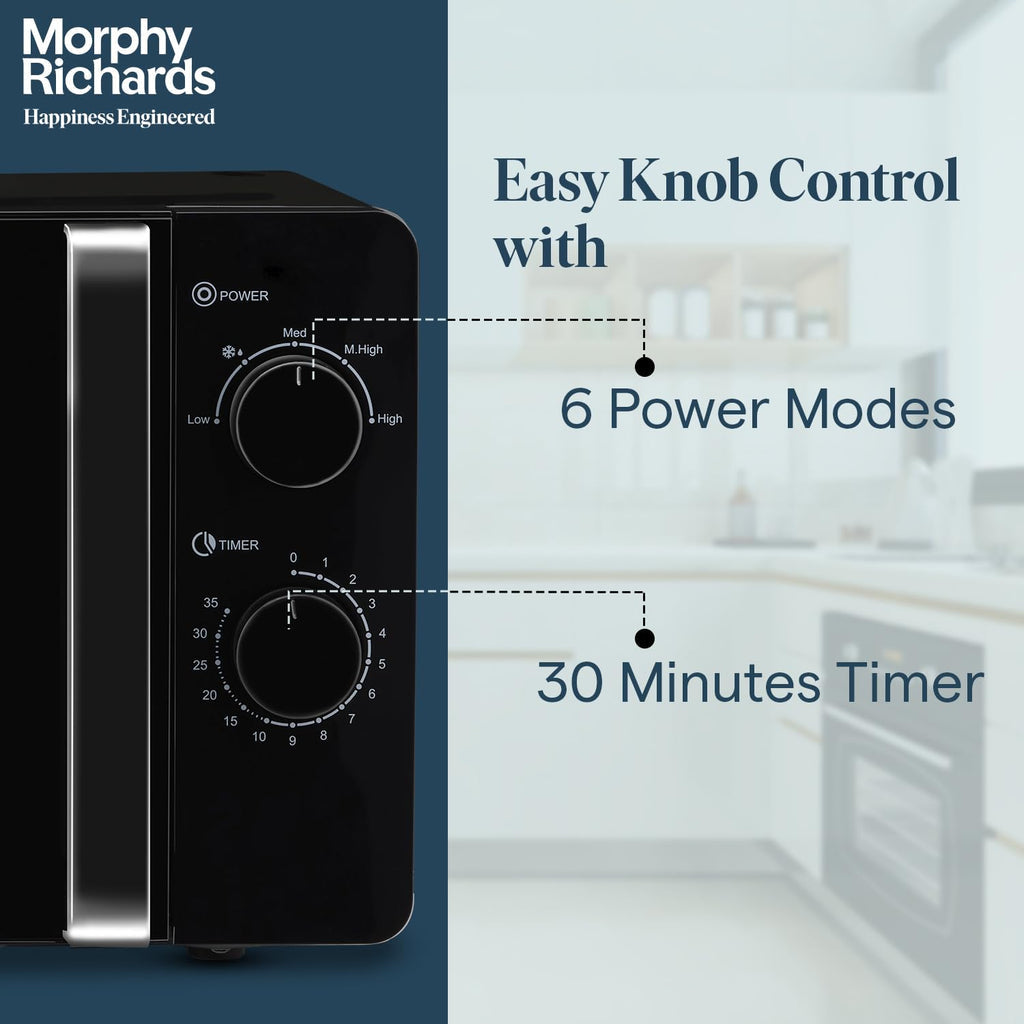 Morphy Richards 20MWS 20 Litres Solo Microwave Oven with Large Turntable Black