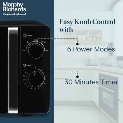 Morphy Richards 20MWS 20 Litres Solo Microwave Oven with Large Turntable Black