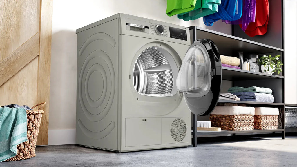 Bosch WQG24108IN Series 4 9 Kg Heat Pump Tumble Dryer (Silver Inox) with A++ Energy Rating, AutoDry Sensor, Anti-Vibration Design & Fabric Care Programs
