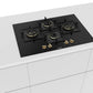 Bosch PNI7B6F20I 4 Burner Built-in Glass Gas Hob – Auto Ignition, Flame Failure Safety, Bevelled Glass, Made in Spain (Black)