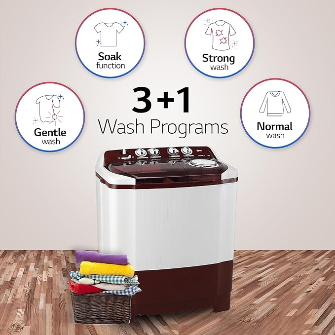 LG P105ASRAZ 10.5 kg 5 Star Wind jet dry Semi-Automatic Top Load Washing Machine ( Burgundy, Roller Jet Pulsator)