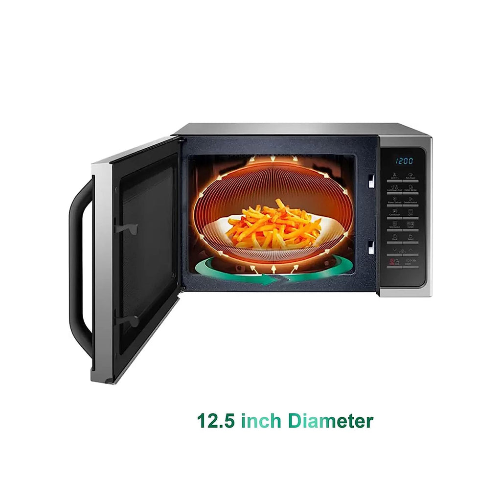 Samsung MC28A5025VS/TL 28L Convection Microwave Oven with Slim Fry, Crusty Plate & Ceramic Enamel Cavity – Silver