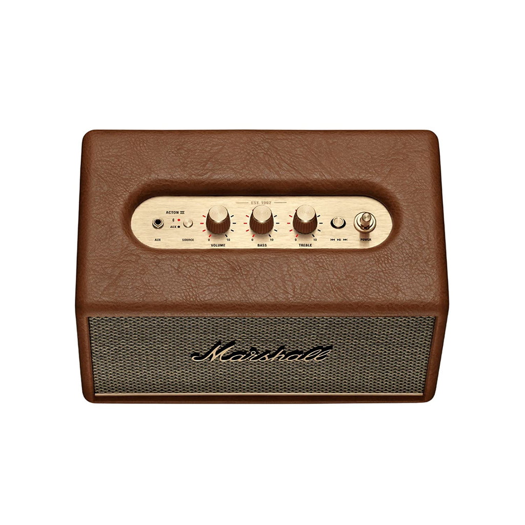Marshall Acton III Bluetooth Speaker – Gen 3 with Wider Stereo Sound, Dynamic Loudness & Sustainable Design – Brown