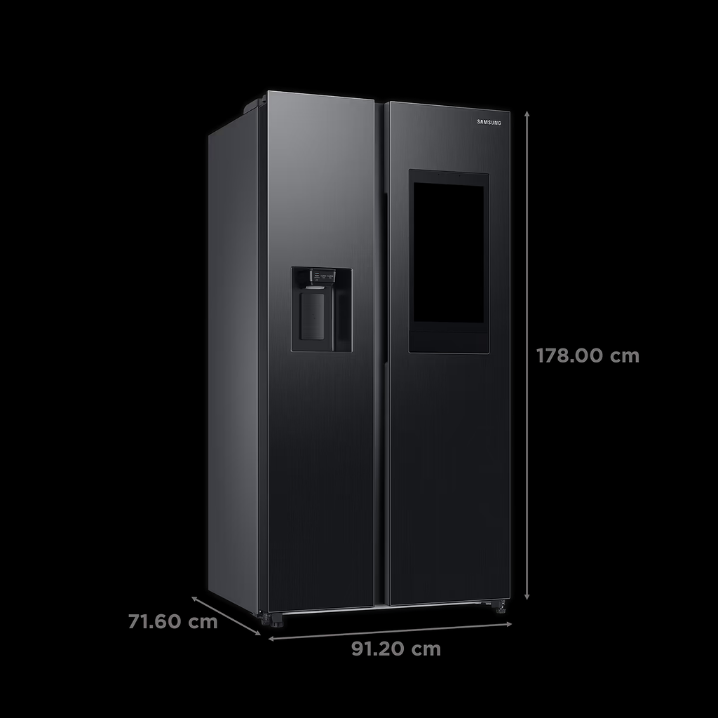 Samsung RS7HCG8543B1HL 615L 5-in-1 Convertible Side-by-Side Refrigerator | Family Hub | View Inside Camera | Wi-Fi Enabled | Digital Inverter Compressor | Non-Plumbing Dispenser | EZ Clean Black | 3 Star