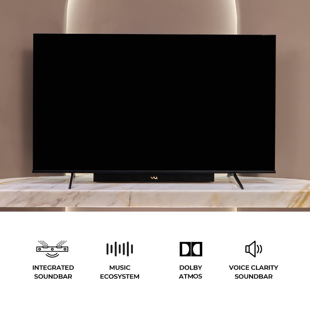 VU 55VIBE-DV – 3 Year Warranty 55 Inch 4K QLED Google TV (2025 Model) with Dolby Vision & Atmos, 88W Soundbar, HDMI 2.1, MEMC, AI Processor & Bezel-Less Design