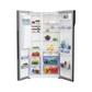 Voltas Beko RSB655XPRF 634L Side by Side Refrigerator with StoreFresh+, NeoFrost Dual Cooling & Inverter Compressor (Inox, Automatic Water & Ice Dispenser)