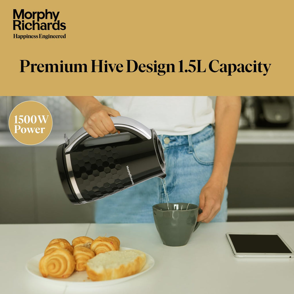 Morphy Richards Plastic Hive Series 1.5L Kettle, 1500 Watt, Black