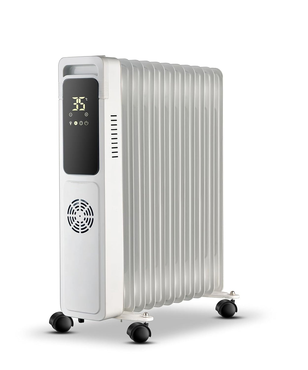 Russell Hobbs ROR11DF 2900W 11-Fin Oil Filled Radiator Room Heater | Smart Digital Heating, 24H Timer, 3 Intelligent Modes, Safety Protection | LED Touch, Foldable Wheels | 2 Yr Warranty